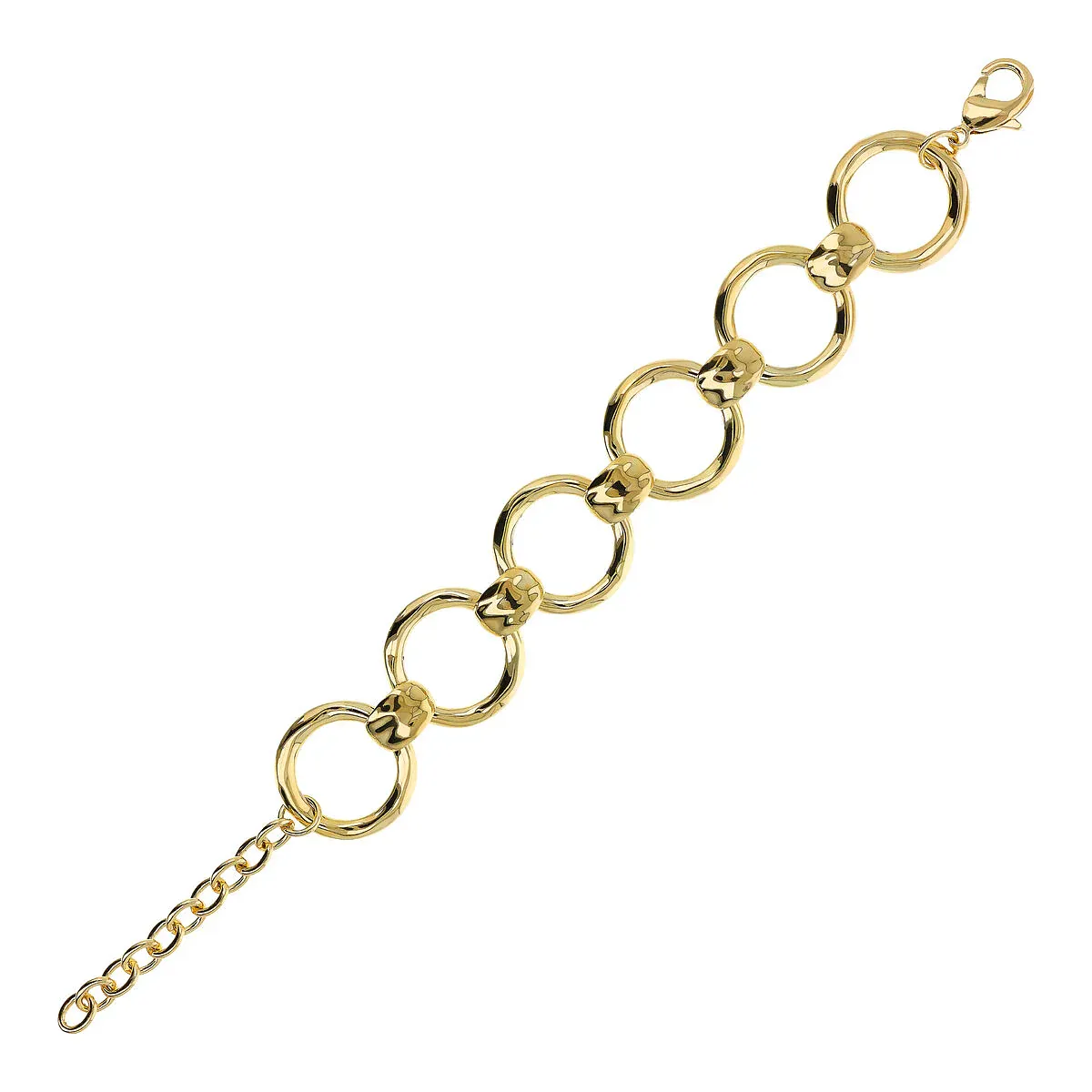 Etrusca WSET00843.YG 18KT Gold-Plated Hammered Round Link Bracelet