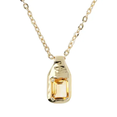 Etrusca WSET00675.BT 18KT Gold-Plated Rectangular Aqua Bagnata Gem Necklace