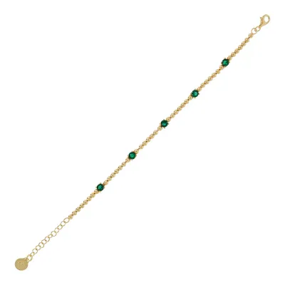 Etrusca WSET00728.GRN 18KT Gold-Plated Green CZ & Bead Tennis Bracelet