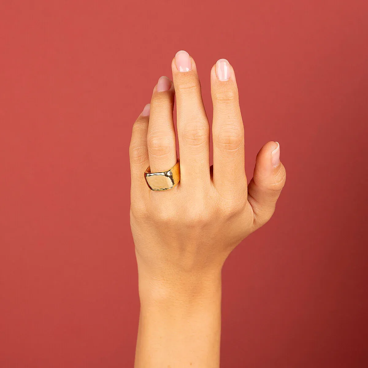 Etrusca WSET00631.YG 18KT Gold-Plated Acqubagnata Square Ring