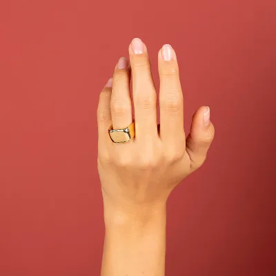 Etrusca WSET00631.YG 18KT Gold-Plated Acqubagnata Square Ring