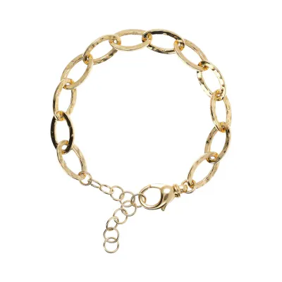 Etrusca WSET00574.YG 18KT Gold-Plated Hammered Oval Flat Rolo Link Bracelet