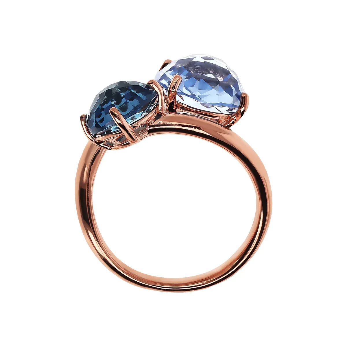 Bronzallure WSBZ02318.SP-CI 18KT Rose Gold-Plated Faceted Stone Contrarie Ring