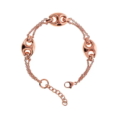 Bronzallure WSBZ02403.R 18KT Rose Gold-Plated 2-Strand Stations Gucci Bracelet