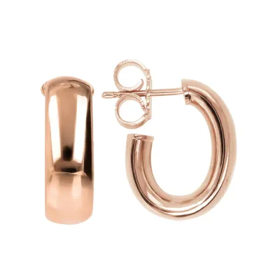 Bronzallure WSBZ02003.R 18KT Rose Gold-Plated Small Oval Hoop Earrings
