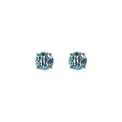 Bronzallure WSBZ02311.BT 18KT Rose Gold-Plated Light Blue Gem 10mm Stud Earrings