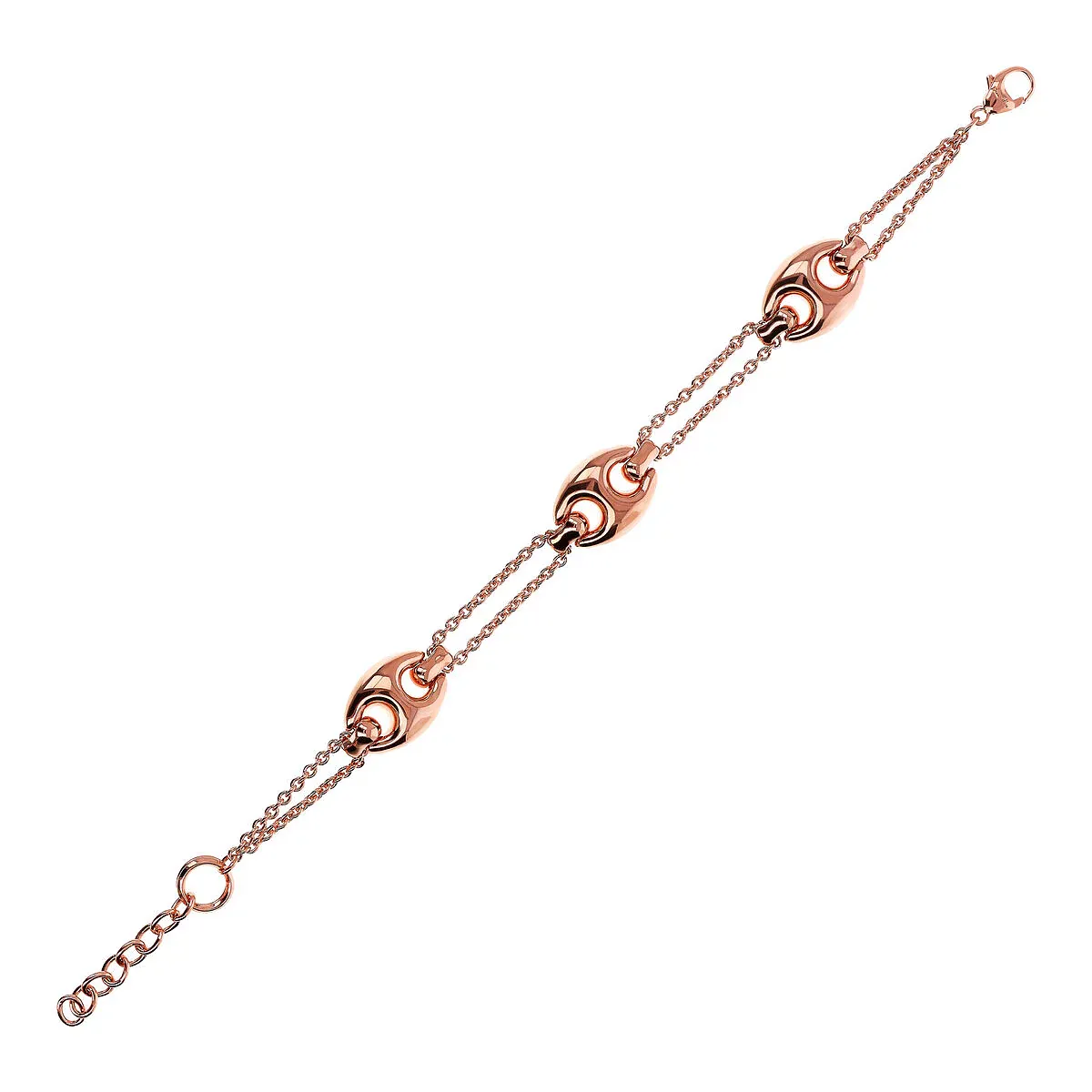 Bronzallure WSBZ02403.R 18KT Rose Gold-Plated 2-Strand Stations Gucci Bracelet