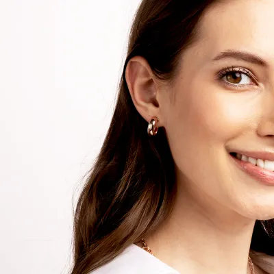 Bronzallure WSBZ02003.R 18KT Rose Gold-Plated Small Oval Hoop Earrings