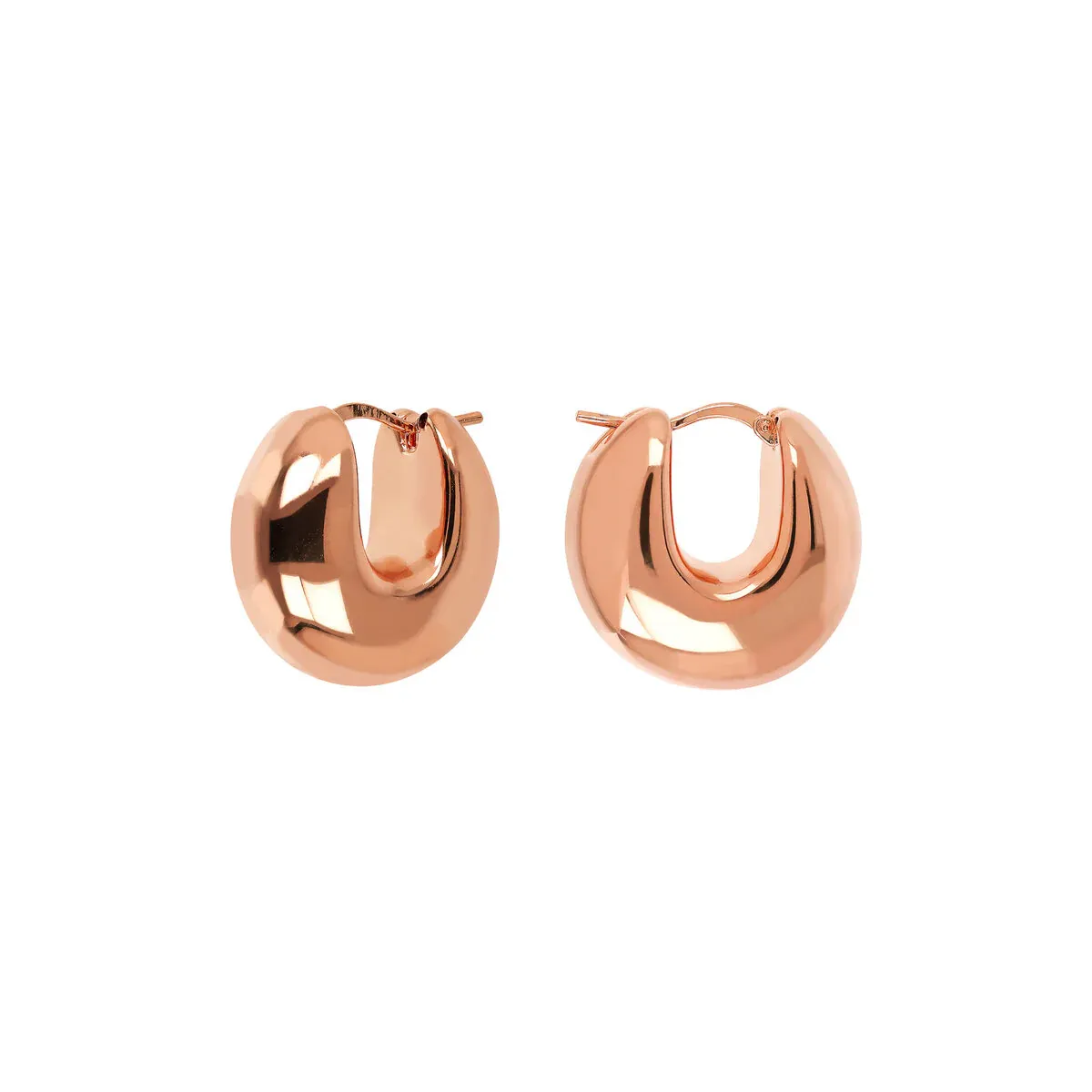 Bronzallure WSBZ02178.R 18KT Rose Gold-Plated Bold Huggies Hoop Earrings