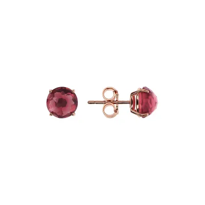 Bronzallure WSBZ02311.BL 18KT Rose Gold-Plated Red Gem 10mm Stud Earrings