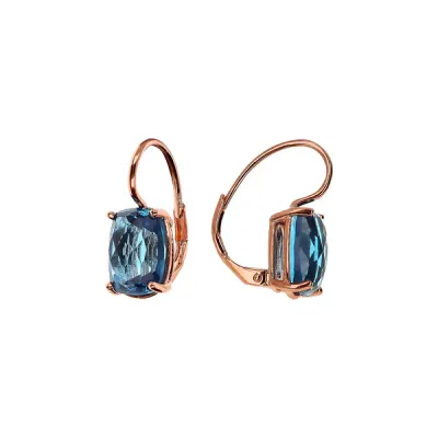 Bronzallure WSBZ02289.SP 18KT Rose Gold-Plated Mosaic Cut Blue Nano Gem Dangle Earrings