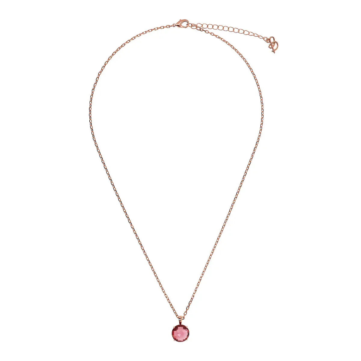 Bronzallure WSBZ02310.BL Collier à gemme rouge facettée plaqué or rose 18 carats