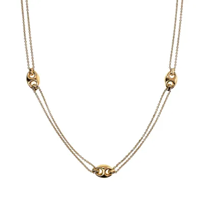 Bronzallure WSBZ02402Y.YG 18KT Gold-Plated 2-Strand Gucci Stations Necklace