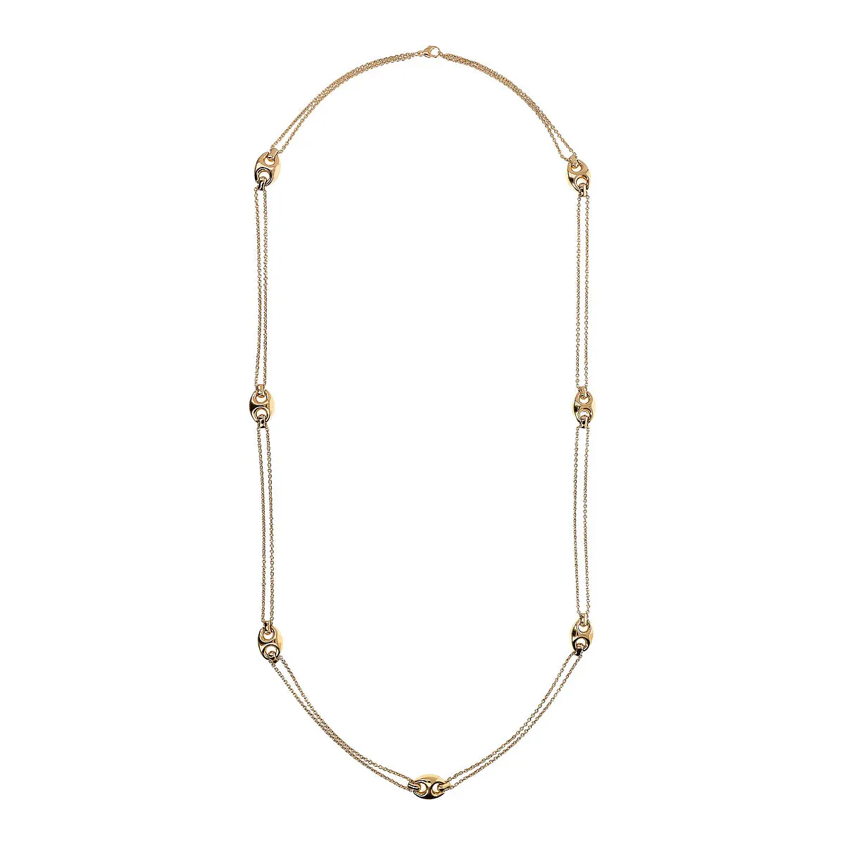 Bronzallure WSBZ02402Y.YG 18KT Gold-Plated 2-Strand Gucci Stations Necklace