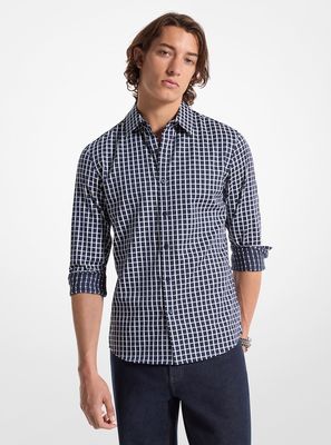 Michael Kors CF44005FDG Men's LS SF Plaid Dress Shirt/ MIDNIGHT