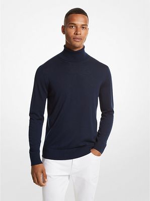 Michael Kors CF160207AP LS Core Merino Turtleneck Flag Sweater/ MIDNIGHT
