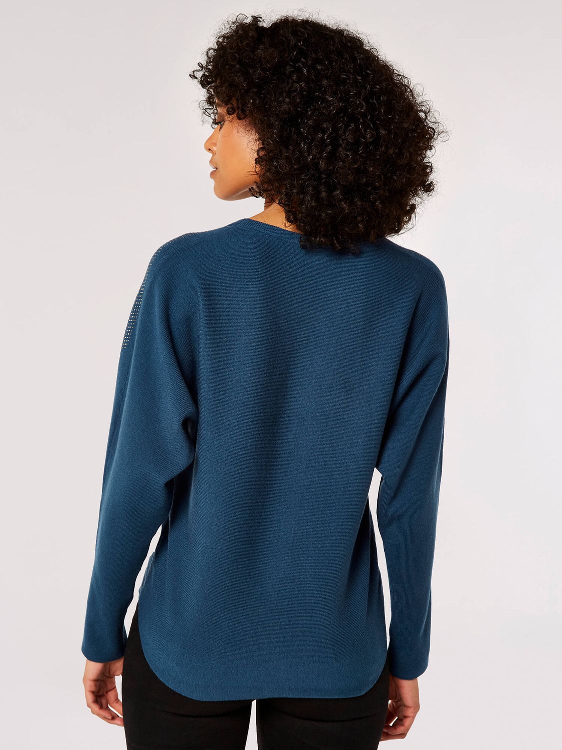 Apricot 815087 Women's Batwing Chandelier Stud Sweater – Teal