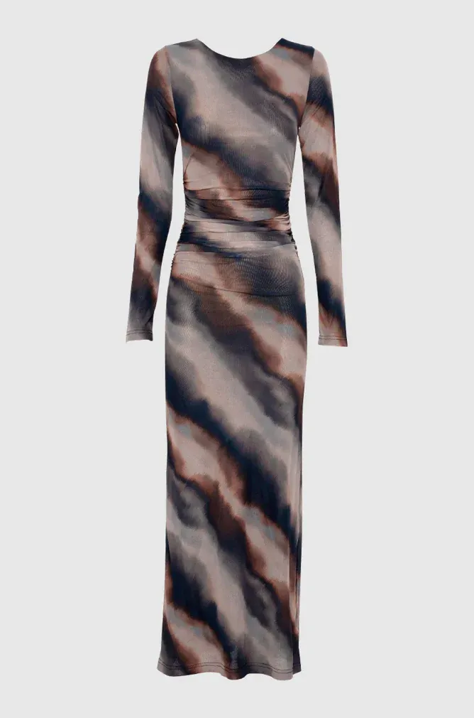 Madison MS2886 Women's Long Sleeve Macey Maxi Dress – Dusk Print