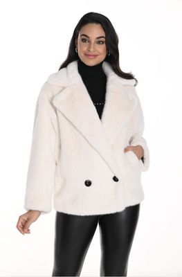 Frank Lyman 243478U Women's Long Sleeve Vegan Fur Jacket – Cream