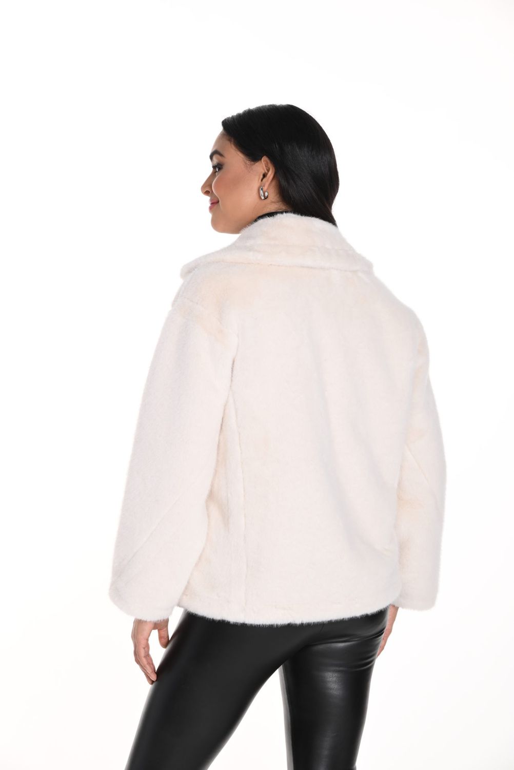 Frank Lyman 243478U Women's Long Sleeve Vegan Fur Jacket – Cream