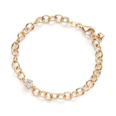 Beblue Beblue BBSURSENS-HT-CZ Gold Be Sensational Oval Link & White CZ Bracelet - Haute Joy
