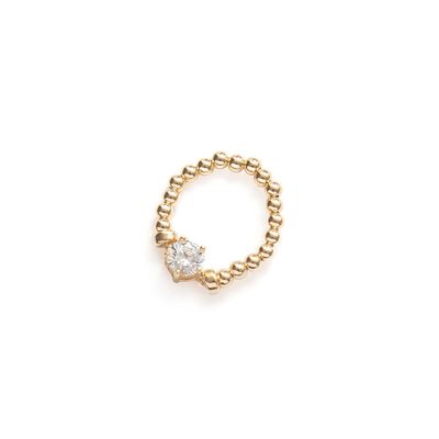 Beblue BRESURTRE-HT-CZ Gold Be Treasured Bead & White CZ Elastic Ring - Haute Joy