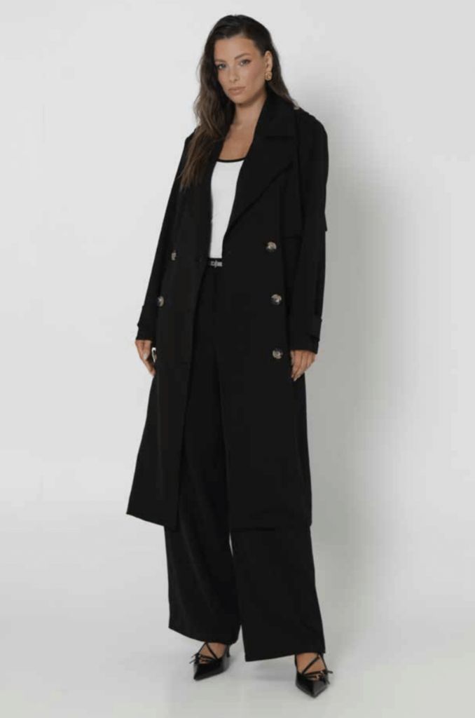 Madison MS2877 Women's Marissa Trench Coat – Black
