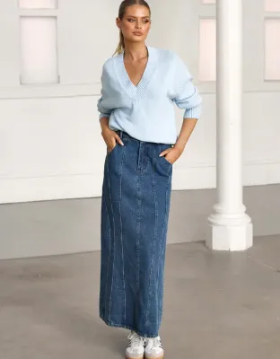 Madison MS2899 Women's LS Rumi Knit Sweater/ POWDER BLUE