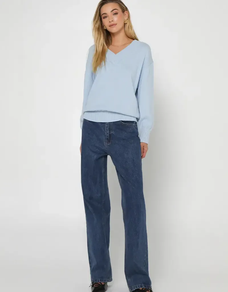 Madison MS2899 Women's Long Sleeve Rumi Knit Sweater – Powder Blue