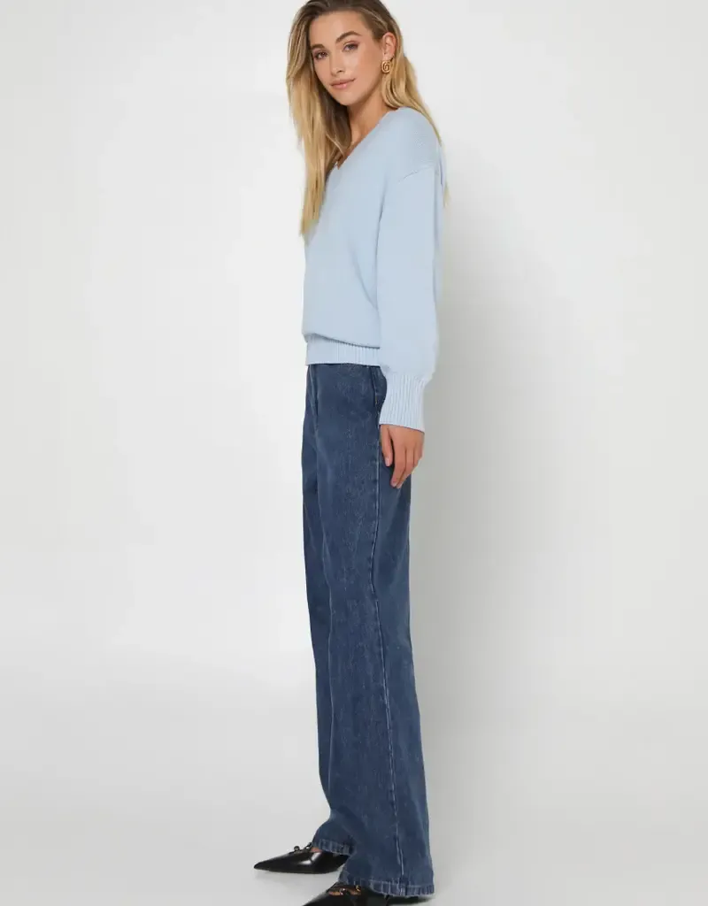 Madison MS2899 Women's Long Sleeve Rumi Knit Sweater – Powder Blue