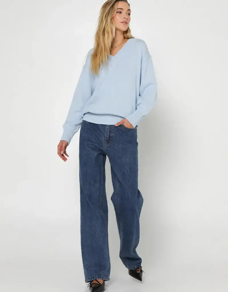 Madison MS2899 Women's Long Sleeve Rumi Knit Sweater – Powder Blue
