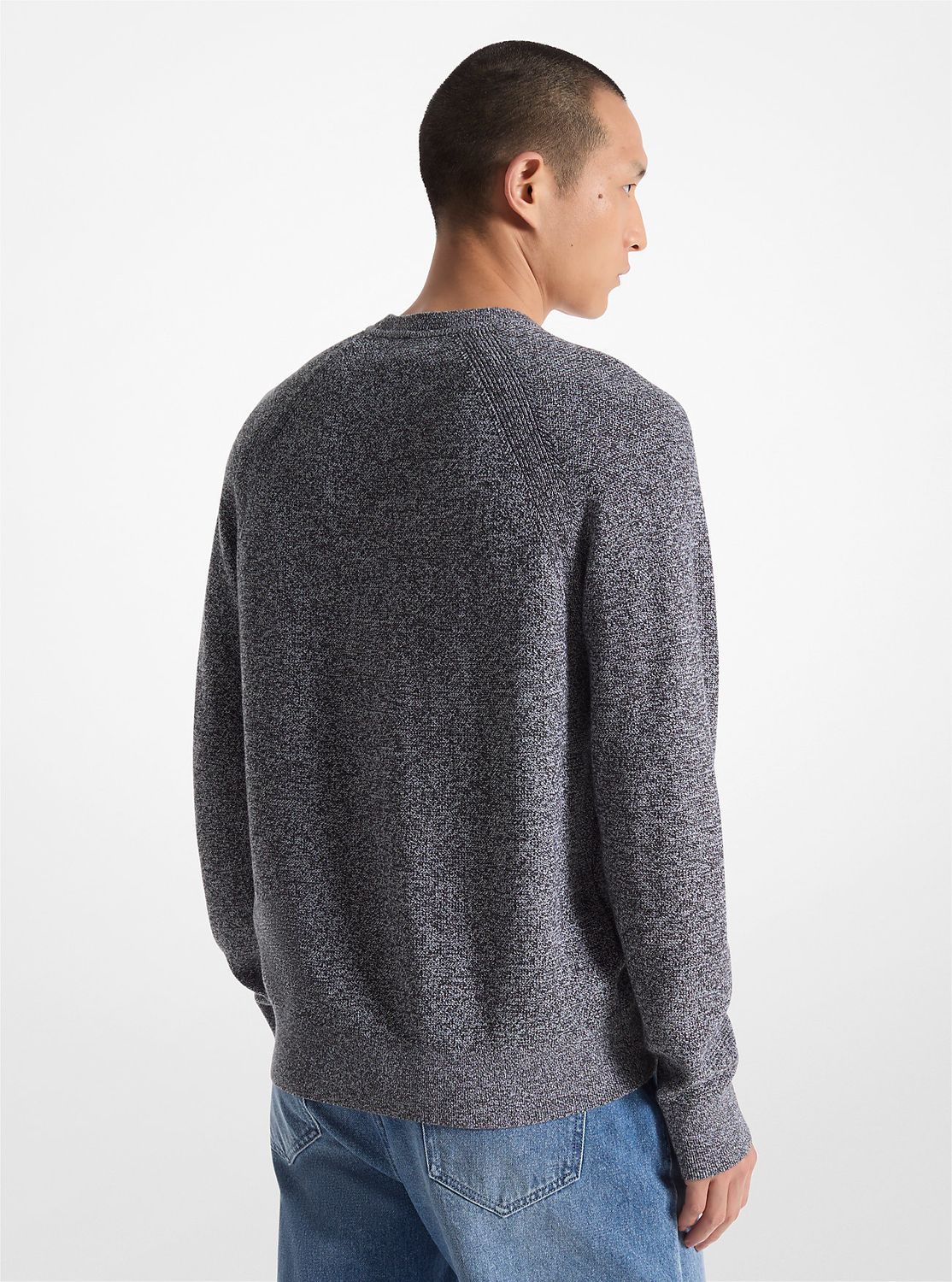 Michael Kors CF460DD469 Men's Long Sleeve CN Mouline Texture Sweater – Charcoal Melange