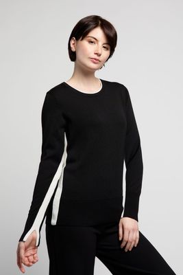 Atelier by Lyse Spenard 1031-229 Women's Long Sleeve CN Sweater – Black Cb
