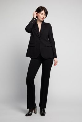 Atelier by Lyse Spenard 9160-349 Women's Long Sleeve 1-Bttn Pointe Blazer – Black