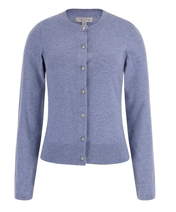 Guess W4BR70Z3J12 Women's Long Sleeve Classic Crew Mena Cardigan – Blue Ribbon Multi