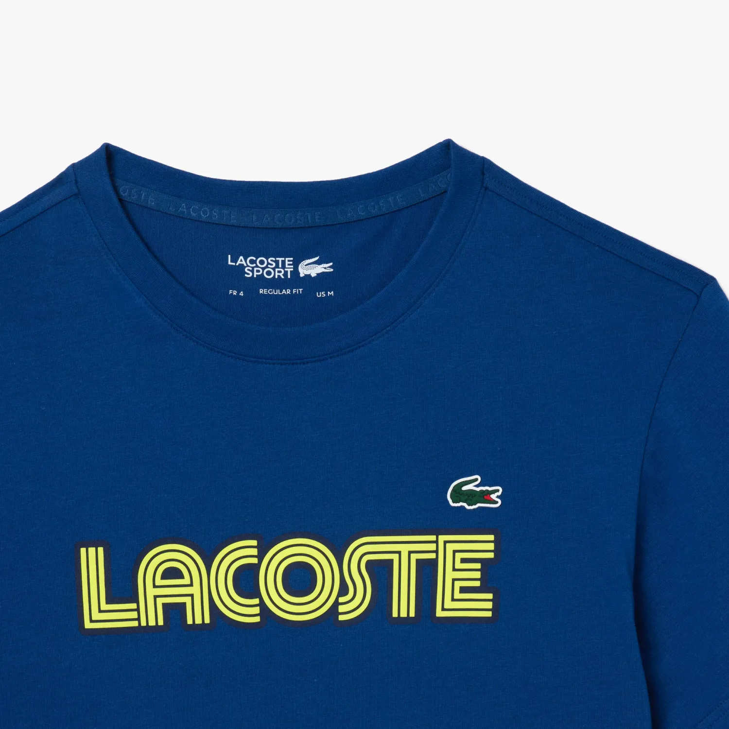 Lacoste TH2509 52 IDH Men's Short Sleeve Reg Fit T-Shirt – Blue- Yellow- Navy