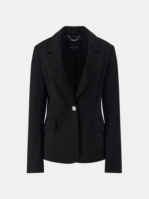 Guess W4BN53KBJP2 Women's Long Sleeve Lena Blazer Single Breast – Jet Black A996