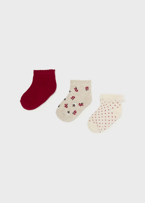 Mayoral 10760 Baby Girl's Ankle Socks Set 3PR – Guinda