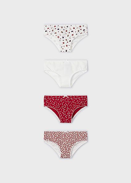 Mayoral 10791 Girl's Happy Holidays Panties Set 4PR – Guinda