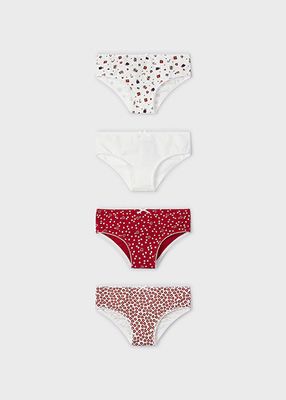 Mayoral 10791 Girl's Happy Holidays Panties Set 4PR/ GUINDA