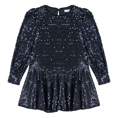 Abel & Lula 5538 Girl's LS Sequin Dress/ MARINO