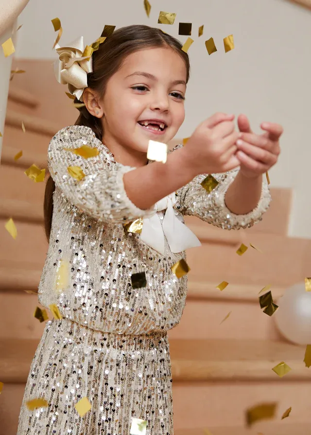 Abel & Lula 5544 Girl's Long Sleeve Sequin Top & Skirt Set 2PC – Champan