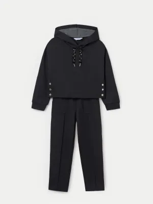 Mayoral 7846 Girl's Long Sleeve Hoodie & Pants Set 2PC – Negro