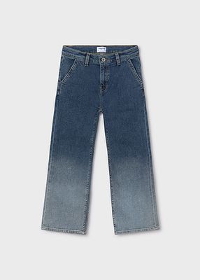 Mayoral 7547 Girl's Cropped Flared Fade Jeans/ MEDIO