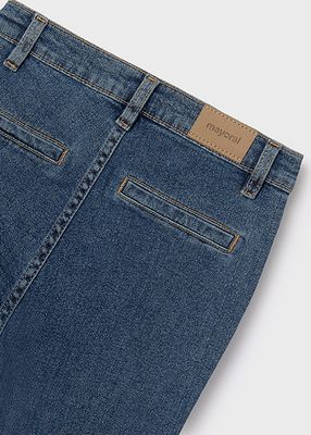 Mayoral 7547 Girl's Cropped Flared Fade Jeans/ MEDIO