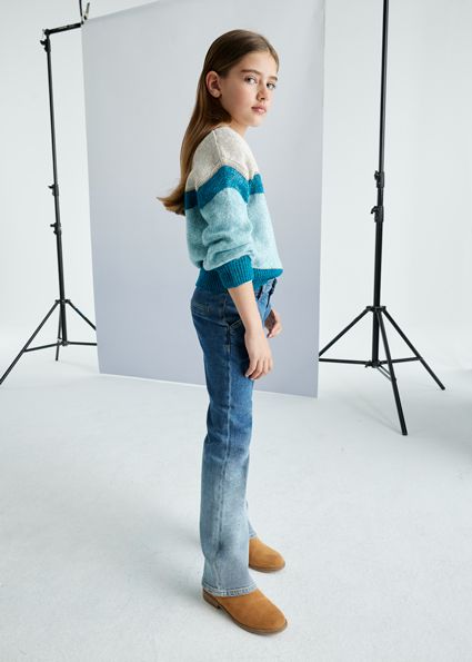 Mayoral 7547 Girl's Cropped Flared Fade Jeans – Medio
