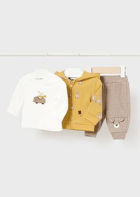 Mayoral 2628 Baby Boy's LS T-Shirt, Zip Hoodie & Joggers Set 3PC/ CURRY