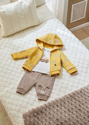 Mayoral 2628 Baby Boy's LS T-Shirt, Zip Hoodie & Joggers Set 3PC/ CURRY