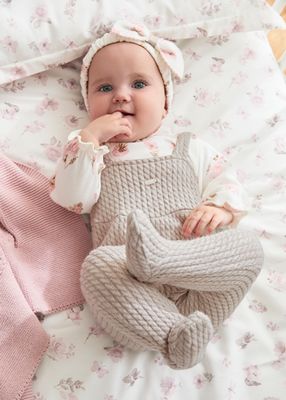Mayoral 2602 Baby Girl's Long Sleeve Overall Onesie & Headband Set 2PC – Nuez Vig