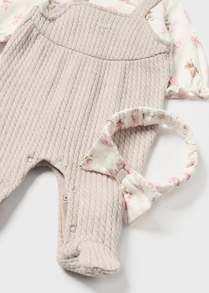 Mayoral 2602 Baby Girl's Long Sleeve Overall Onesie & Headband Set 2PC – Nuez Vig